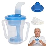 XPJBKC Cups for Adults with Round Handle, 2 in 1 Adult Drinking Cup for Elderly mit 5-10ml/10-15ml Current Limiter, Non Spill Cups for Elderly, Dysphagia Regulating Drinking Cup for Limited Mobility