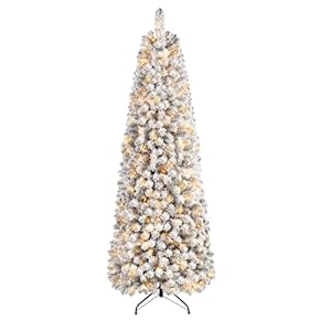 Sapin de Noël Artificiel Slim SHareconn de 210cm, Pré-Illuminé avec 250 Lumières LED Blanc Chaud