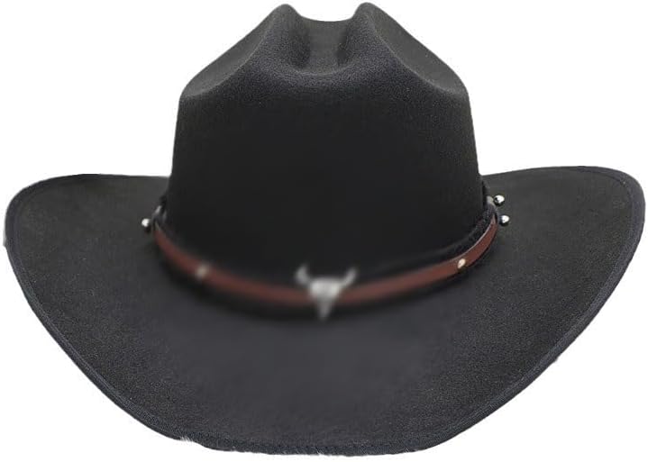 Bull Belt Men's and Women's Imitation Wool Adjustable Western Cowboy Hat Small