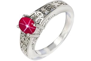 JSR-1062BH_US9.5 925 Sterling Silver Pink Lindy Star Lab Grown Gemstone Ring Men...