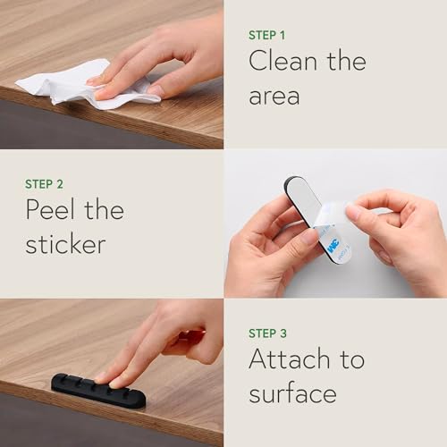 ARK 3 Packs Cord Management Organizer: USB Under Desk Cable Organizer, Office Accessories, Home Organization Accessories for Kitchen, Bedroom, Bathroom, Car, Gadgets & Wire Organizer. Gifts for him! - Image 6