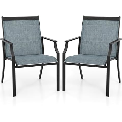 COSTWAY Outdoor Metal Frame Dining Chairs Set Cover