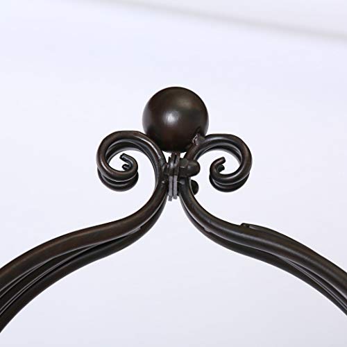 Metal Garden Arch, Ball Finial Top, Intricate Scrollwork Panels, 47.25 L X 15 W X 90.5 H Inches, Black Powder Coated Iron, Soil Installation Or Floor Mounted, A #TOP5