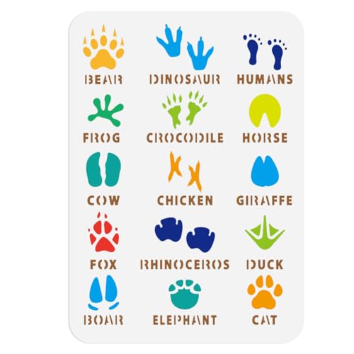 1pc Animal Footprints Wall Stencil for Painting, 11.69"x8.27" Paw...