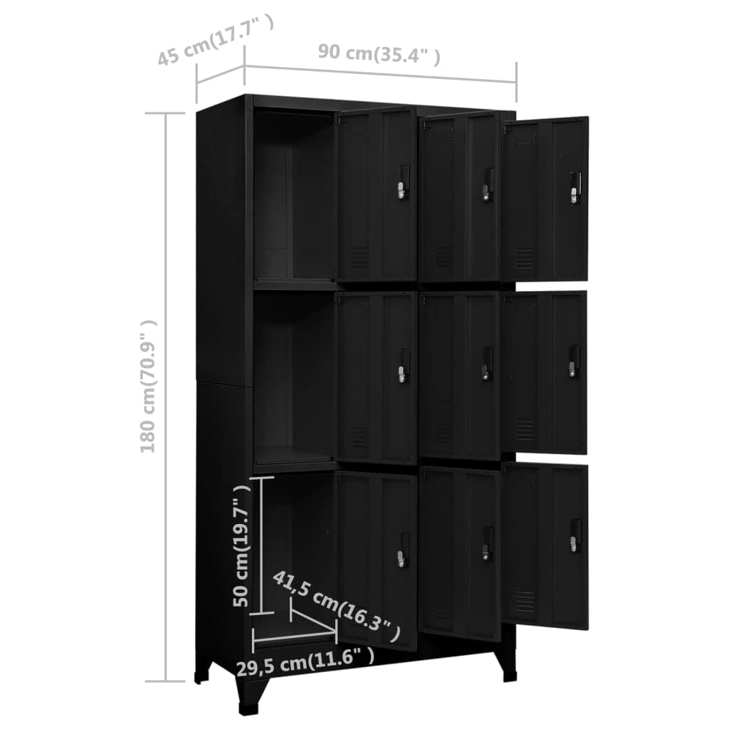 armadio multiuso mobiletto multiuso armadi per magazzino Armadietto con Serratura Nero 90x45x180 cm in Acciaio Adatto a soggiorno, ufficio