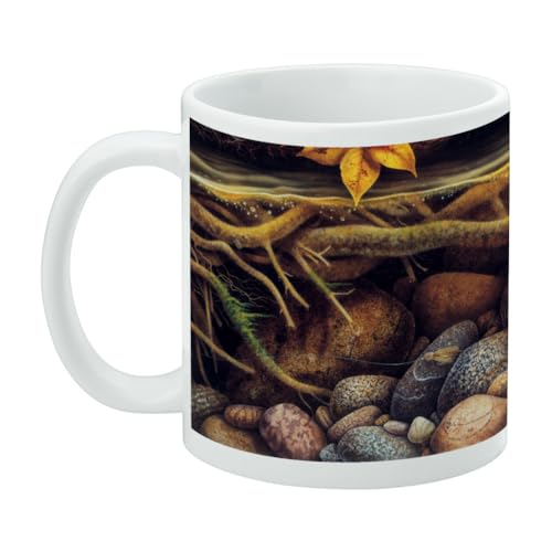 Taza de café de cerámica con diseño trucha marrón de otoño 11oz miniatura 3