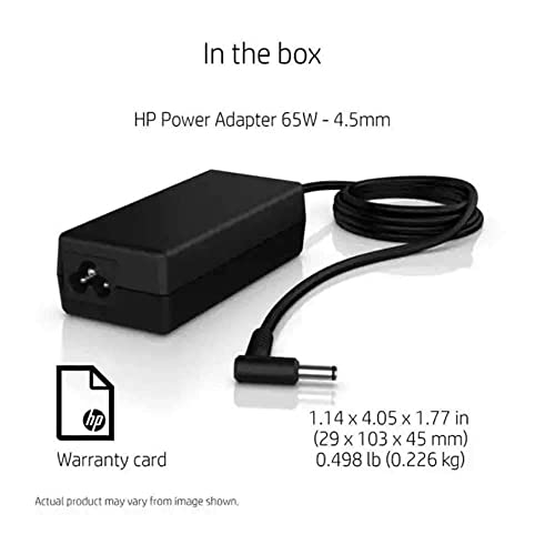 Image of HP Original 65W Laptop Charger with Power Cable H2O | 19.5V 3.33A AC Adapter | 4.5mm Blue Pin | Compatible with HP Pavilion, EliteBook, ProBook, Envy, Spectre, Chromebook, 240, 245, 250 & 255 G Series