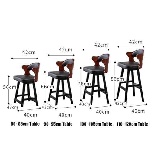 Tabourets de bar en bois avec dossier haut pour comptoir de cuisine