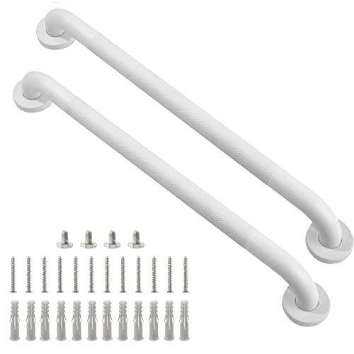 Rackickyer Shower Grab Bar, 2 Pack 24 Inch White Bathroom Grab Bar, 1.25" Diameter 304 Stainless Steel Anti-Slip Grab Bars For Bathtubs And Showers, Handicap Shower Grab Bar For Seniors Elderly #TOP1