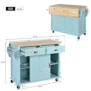 522inchrollingkitchencartwithrubberwooddropleafcountertopadjustableheightconcealedslidingbarndoorkitchenislandon4wheelswithstoragecabinetand2drawersmintgreen Urban Country Home Decor 522inch rolling kitchen cart with rubber wood drop leaf countertop adjustable height concealed sliding barn doorkitchen island on 4 wheels with storage cabinet and 2 drawersmint green urban country home decor