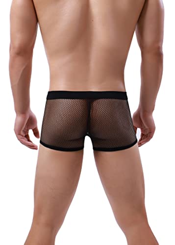 Evankin Sexy Underwear For Men Mesh Boxer Briefs Breathable Trunks (048/ Black/ 3Xl) #TOP3