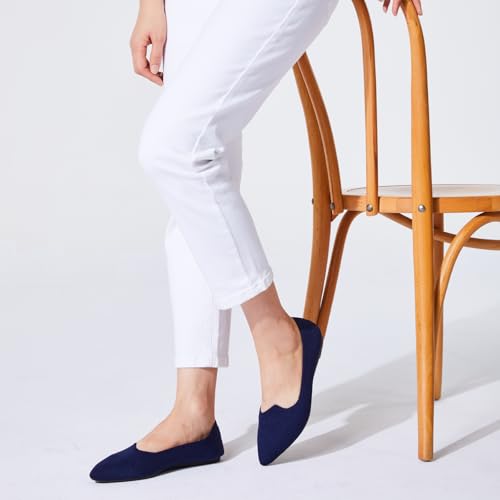 BEJINASH Women's Pointed Toe Flats Knit Flats Shoes for Women Comfortable Light Walking Shoes2