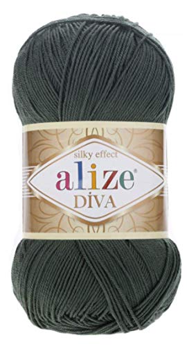 Alize Diva Silk Effect 100% Microfiber Acrylic Yarn 1 Ball skeins 100gr 383yds Color (131 - Khaki)