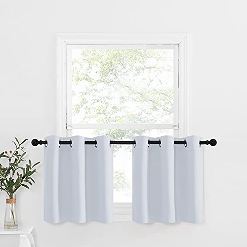 NICETOWN Kitchen Blackout Tiers Curtains Valances - Energy Efficient Kitchen Window Grommet Curtain Panels for Short Basement Windows for (2-Pack, W42