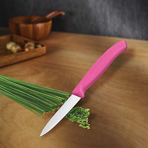 Image of Victorinox Swiss Made Stainless Steel Swiss Classic Paring Knife, Straight Edge, Kitchen Tool, Kitchen Item, 8 cm, Pink, 6.7606.L115
