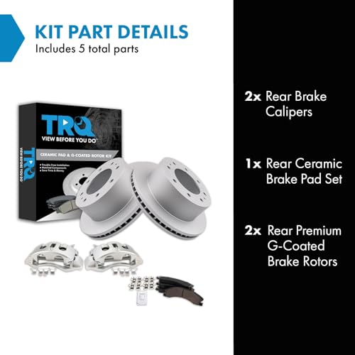Image of TRQ Rear Brake Pad & Rotor Kit Compatible with 2011-2019 Chevrolet 2011-2019 GMC