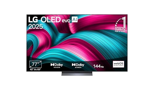 LG OLED77C5ELB TV 77 Zoll (195 cm) 4K OLED evo AI TV (α9 Gen8 4K AI Prozessor, webOS 25, 120Hz (VRR bis zu 144Hz)) [Modelljahr 2025]