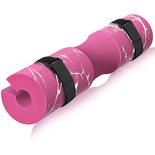 Image of POWER GUIDANCE Barbell Squat Pad - Neck & Shoulder Protective Pad - Great for Squats, Lunges, Hip Thrusts, Weight Lifting & More - Fit Standard and Olympic Bars Perfectly (Pink Marble)