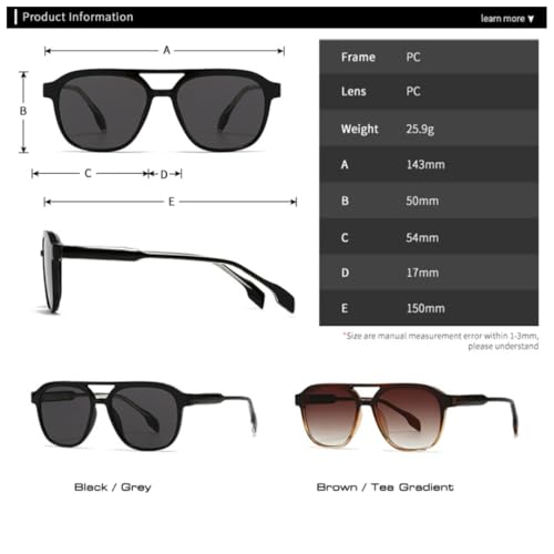 Lunettes de soleil carrées Double Bridges verres dégradés rétro - 5