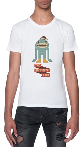 The Innsmouth Look Camiseta Blanca para Hombre De Manga Corta con Cuello Redondo White T-Shirt Mens