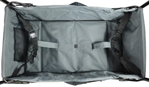 FROSAL Faltbarer Bollerwagen Loki schwarz/grau mit Luftreifen | Lufträder für Strand Gummireifen | Anschnallgurte für Kinder – Bild 8