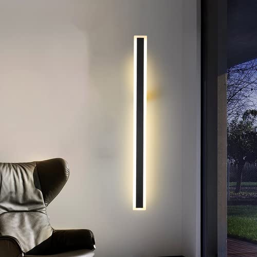 EIDEARAY Moderne LED-Wandleuchte, Innen/Außen IP65 Wasserdichte Hofleuchte, 100*9*4,5 cm 30W Schwarzer langer Streifen Wandleuchte, für Patio Flur Schlafzimmer Wohnzimmer Wandbeleuchtung Cover