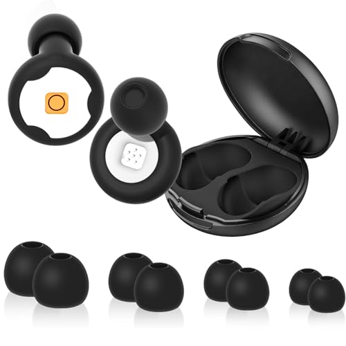 Bouchon d'oreille pour Dormir - 45dB Anti Bruit, Réutilisable, Silicone Confortable, 4 Tailles XS/S/M/L, Idéal pour Sommeil, Voyage et Concentration (Noir)