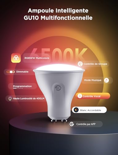Ampoule LED GU10 multicolore connectée Matter avec synchronisation musicale - 4