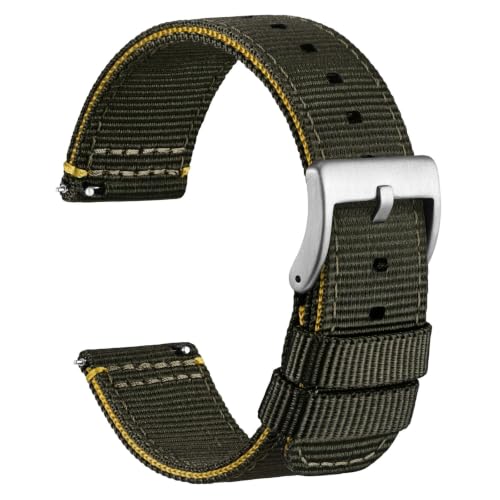 Image of WOCCI Nylon Watch Bands, Contrast Woven Design, Quick Release, Stainless Steel Buckle, Band Width 20mm 22mm 24mm 26mm
