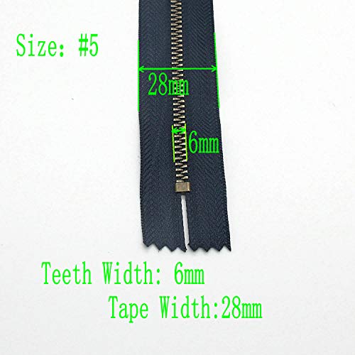 Leekayer 6 Inch Jeans Zipper Antique Brass Teeth Metal Zipper Navy Tape 15cm Close End Zippers Bulk 6pcs Size #5