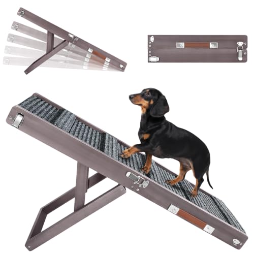 Pawaboo 2026 Upgraded Small Dog Ramp for Couch Foldable, 5 Ajustable Height