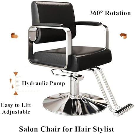 Professional Salon Chair for Hair Stylists & Barbers - Height Adjustable, 360° Swivel, Hydraulic Pump with Footrest, Gray - Ideal Beauty Spa Equipment