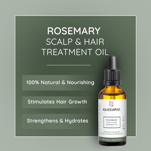 Naissance Rosmarin Haaröl und Kopfhautöl 50ml - Rosmarinöl Haare mit Jojobaöl, Mandelöl, Arganöl und Ätherische Öl - Unterstützt gesundes Haarwachstum
