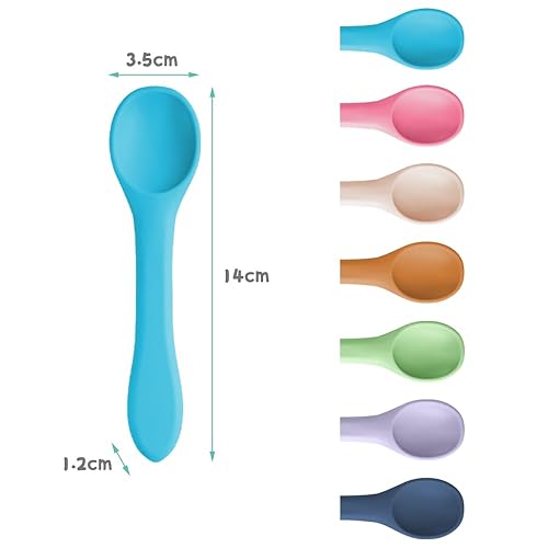 Miniatura 2 de Vicloon Cucharas de silicona para bebés, 7 cucharas de bebé, cucharas de alimentación de primera etapa para bebés, cucharas de silicona ultra