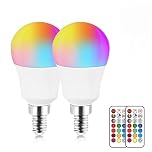 DoRight E14 LED Colour Changing Candle Bulbs, 3W Dimmable Multi Color E14 RGBW Light Remote Control, Memory & Timing Function, 40W Equivalent SES Small Edison Screw, RGB + Warm White 3000K (2-Pack)