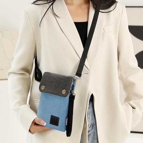 Small Crossbody Purse, Denim Cell Phone Purse Small Purses for Women and Men, Multi-Pocket Small Crossbody Bag 6