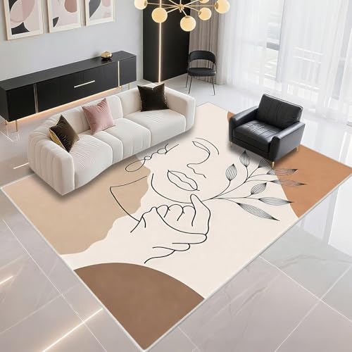 Paillasson extérieur feuilles modernes marron beige 80x120cm