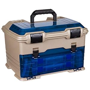 Flambeau Outdoors T5P Pro Multiloader Tackle Box, Fishing Organizer with Tuff Tainer Boxes, Zerust Anti-Corrosion Technology – Clear Blue/Gold