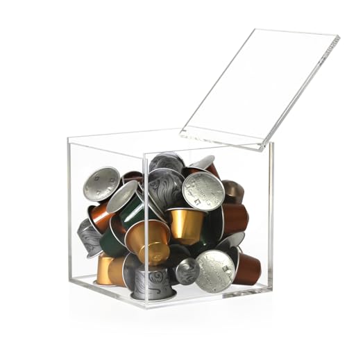 NC Clear Acrylic Storage Box Transparents Acrylic Organizers Anti Dust Durable Box Cosmetic Storage 55 inches Home Office Use (Transparent
