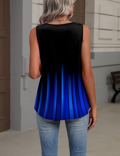 Image of Zeagoo Womens Tank Tops Summer Sleeveless Loose Fit Tops V Neck Pleated Shirts Basic Tees Dressy Casual Trendy Clothes