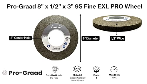 Image of EXL PRO Convolute Deburring Polishing Wheel - 8 inch x 1 /2 inch x 3 inch 9S Fine Silicon Carbide - Professional Grade - Metal Deburring, Finishing and Polishing Wheel - 94907-1 Pack