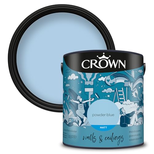 Crown Walls & Ceilings Matt Emulsion Paint, Size 2.5L, Powder Blue