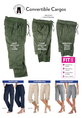 Woman Within 12184496687MK22WP~22 WP Plus Size Convertible 2-In-1 Cargo Pant & Capri Elastic Waist thumb #4