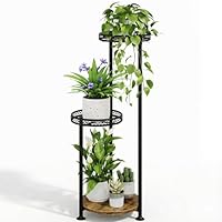 Bamworld Blumenständer Metall Mehrstöckig – Pflanzenständer Modern für Innen – Pflanzenregal Platzsparend, Schwarzer Blumenhocker als Blumentreppe