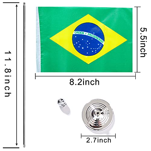 Zxvzyt 2 Pack Brazil Flag Brazilian Table Flag Small Mini Brazilian Desk Flags With Stand Base,International Festival Events Celebration Decorate,Home Office Decorations #TOP1