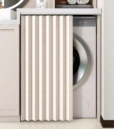 Cortinas de Gabinete, Cortinas Debajo del Fregadero Deslizantes Cortinas de Armario Cocina Impermeables Cortinas de Armario para estantes Cortina de Gabinete de Zapatos con Rieles B,W80*H90CM