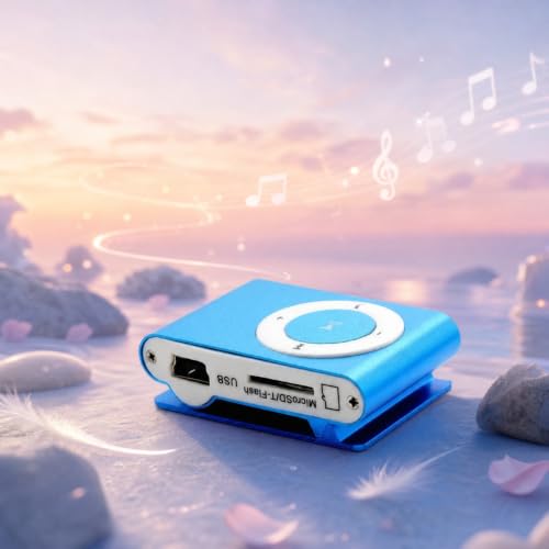 Image of BIGASUO Portable Mini Metal Clip MP3 Player Sport Music Player with SD /TF Card Slot (Random Color Memory Card Not Included, Light Blue