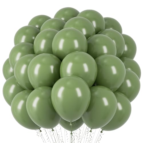 Image of Voircoloria Sage Green Balloons, 66pack 12inch Olive Green Latex Party Balloons for Baby Shower, Graduation, Wedding, Birthday, Bridal Shower, Anniversary Party Decorations