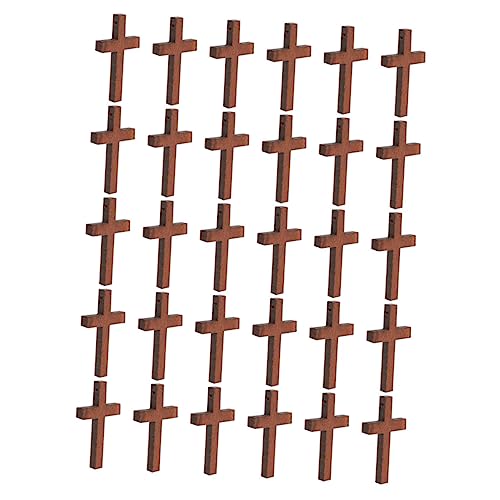 FONDOTIN Kleiner Holzkreuz Anhänger 30 Stück Braun Kreuzanhänger zum Basteln Selbstgemacht Schmuck Schlüsselanhänger Taschenanhänger Holzmaterial für Armband Meditation Party Dekoration