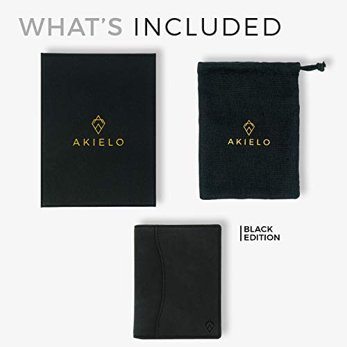 AKIELO Portemonnee - Stijlvolle Tap & Go Bifold portemonnee met Pull Tab - RFID blokkerende kaart portemonnee, Zwarte editie, Eén maat, Minimalistisch - Image 5